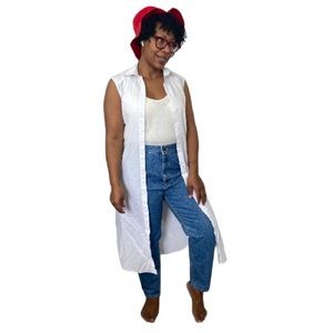 H&M Dress Sleeveless Button Front Shirt Side Slits